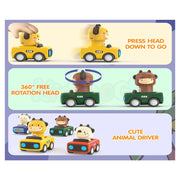 Alphabet Baby Press & Go Animal Face Racing Cars - Pack of 4