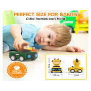 Alphabet Baby Press & Go Animal Face Racing Cars - Pack of 4