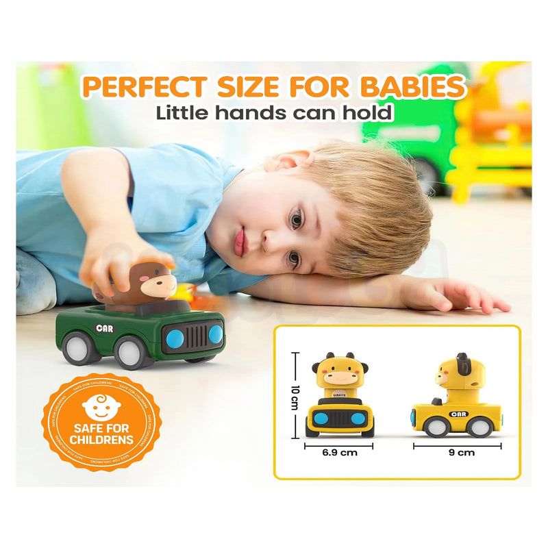 Alphabet Baby Press & Go Animal Face Racing Cars - Pack of 4