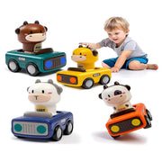Alphabet Baby Press & Go Animal Face Racing Cars - Pack of 4