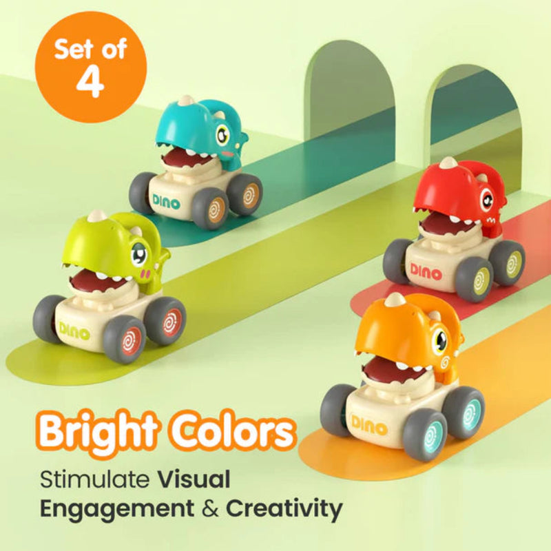 Alphabet Baby Press N Go Dino Whistle Car - Pack of 4