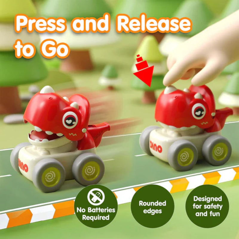 Alphabet Baby Press N Go Dino Whistle Car - Pack of 4