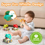 Alphabet Baby Press N Go Dino Whistle Car - Pack of 4