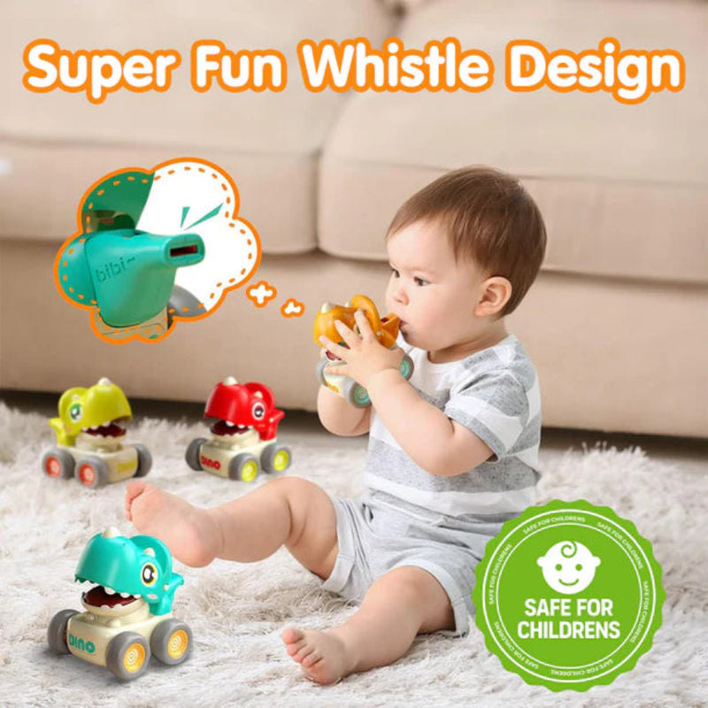 Alphabet Baby Press N Go Dino Whistle Car - Pack of 4