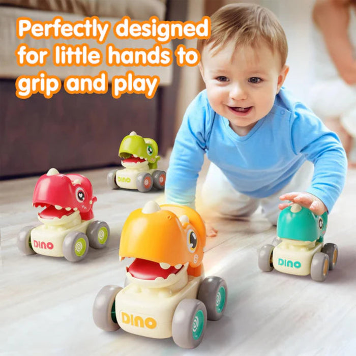 Alphabet Baby Press N Go Dino Whistle Car - Pack of 4-Vehicles-Alphabet Baby-Toycra