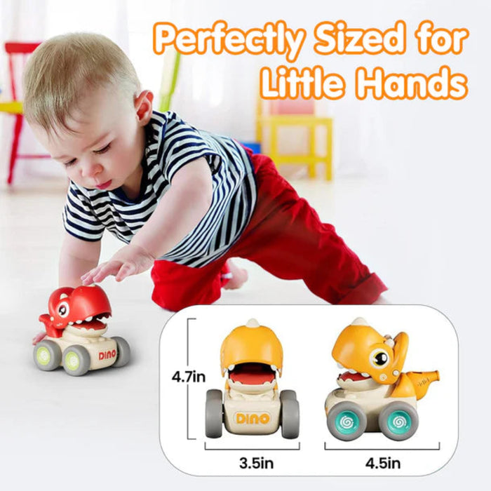 Alphabet Baby Press N Go Dino Whistle Car - Pack of 4-Vehicles-Alphabet Baby-Toycra