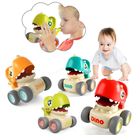 Alphabet Baby Press N Go Dino Whistle Car - Pack of 4-Vehicles-Alphabet Baby-Toycra