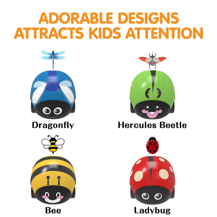 Alphabet Baby Press and Go Beetle Toy Car - Pack of 4-Vehicles-Alphabet Baby-Toycra