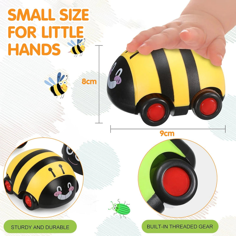 Alphabet Baby Press and Go Beetle Toy Car - Pack of 4