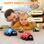 Alphabet Baby Press and Go Beetle Toy Car - Pack of 4