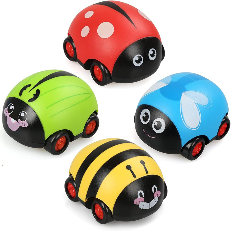 Alphabet Baby Press and Go Beetle Toy Car - Pack of 4