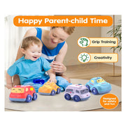 Alphabet Baby Pull-Back Toy Cars - Pack of 4