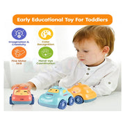 Alphabet Baby Pull-Back Toy Cars - Pack of 4