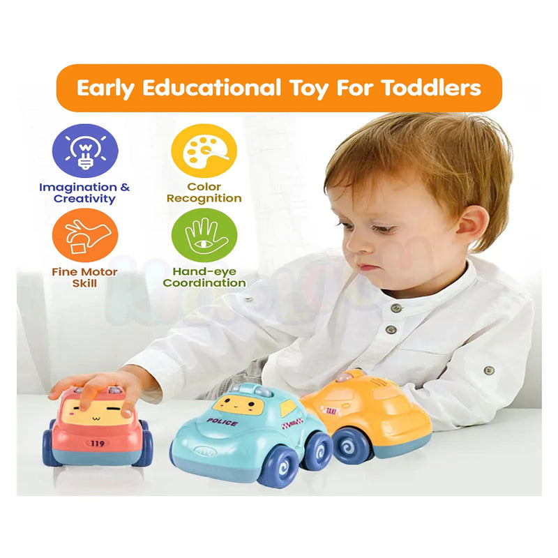 Alphabet Baby Pull-Back Toy Cars - Pack of 4