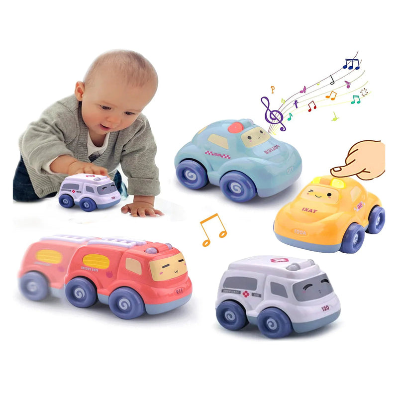 Alphabet Baby Pull-Back Toy Cars - Pack of 4