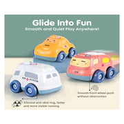 Alphabet Baby Pull-Back Toy Cars - Pack of 4