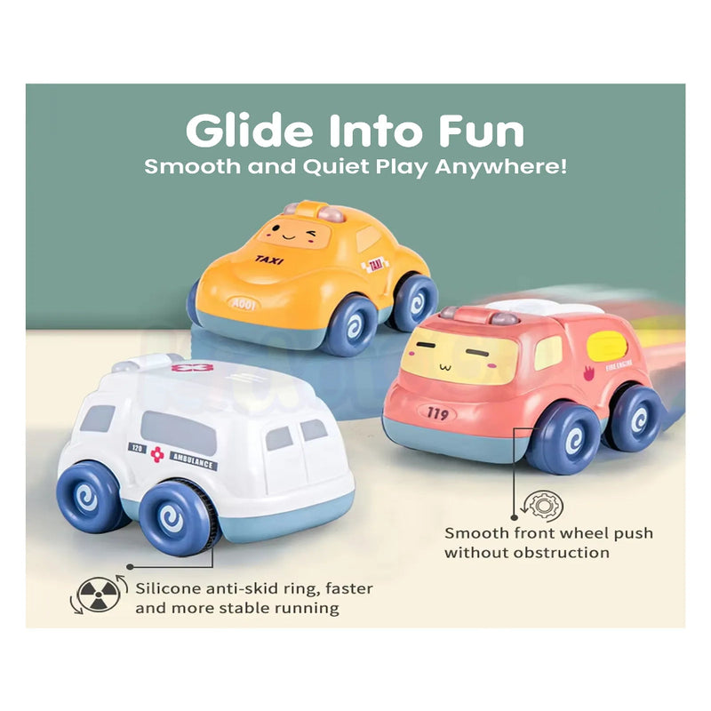 Alphabet Baby Pull-Back Toy Cars - Pack of 4