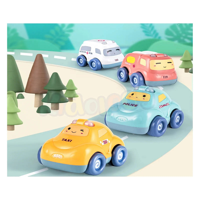 Alphabet Baby Pull-Back Toy Cars - Pack of 4