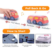 Alphabet Baby Pull-Back Toy Cars - Pack of 4