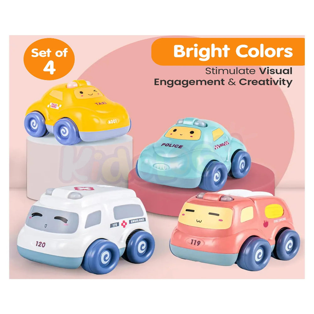 Alphabet Baby Pull-Back Toy Cars - Pack of 4