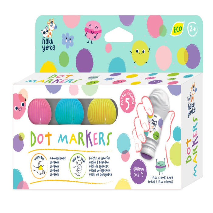 Avenir Haku Yoka Dot Markers-5 Colours-Arts & Crafts-Avenir-Toycra