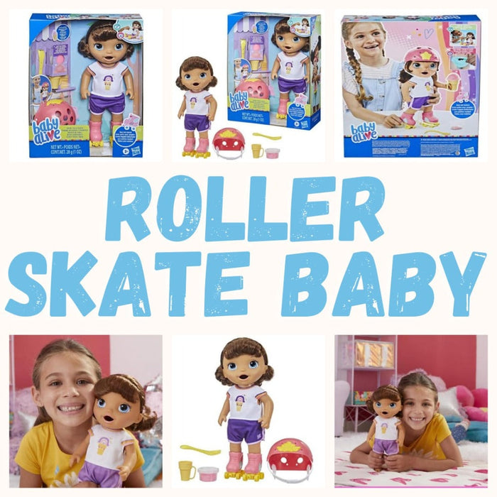 Baby Alive Roller Skate Baby Doll Brown Hair-Dolls-Baby Alive-Toycra