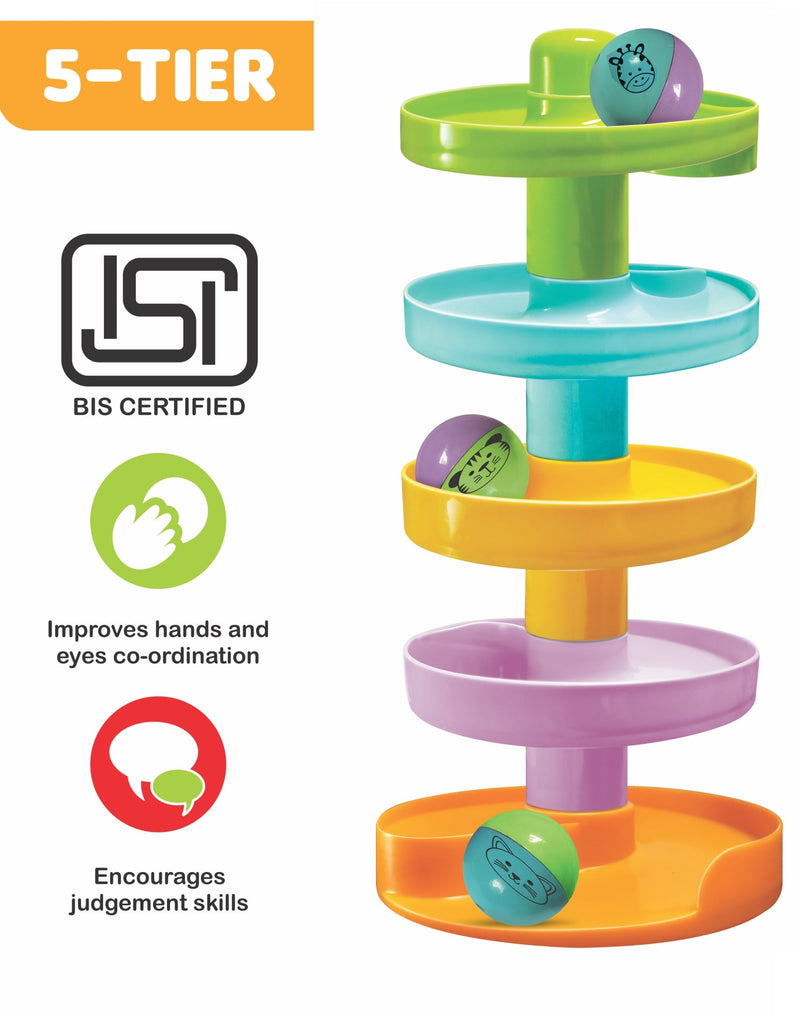 Baby Spiral Fun – 5-Tier Ball Drop Toy