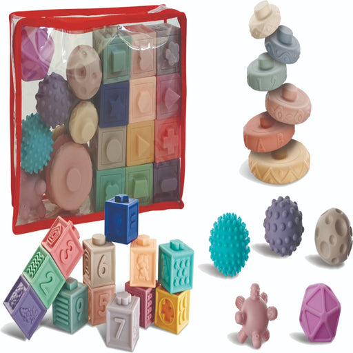 Baby's First Soft Sensory Toy Set -Blocks, Balls & Stacker (23 Pieces)-Infant Toys-Open Ended-Toycra