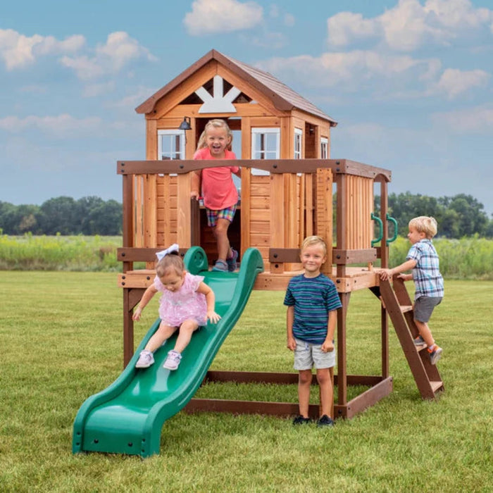 Backyard Discovery Echo Heights Elevated Cedar Playhouse-Outdoor Toys-Step2-Toycra