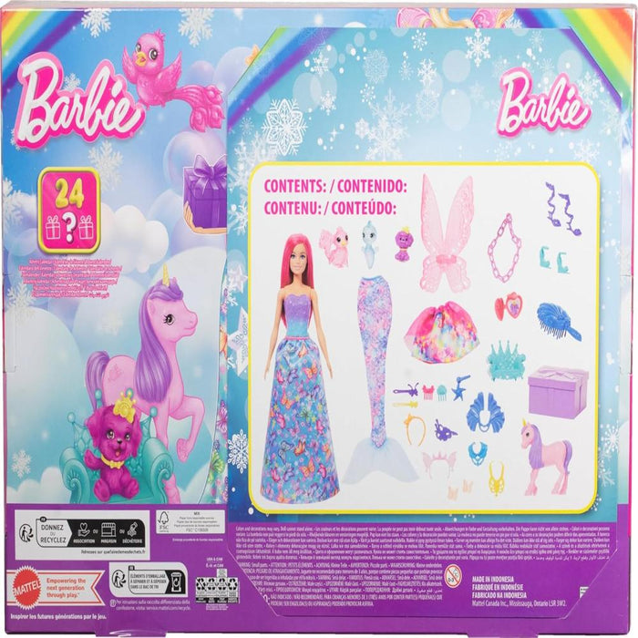 Barbie Advent Calendar, Fashion Doll & 24 Surprise Accessories, Transform To Mermaid & More-Dolls-Barbie-Toycra