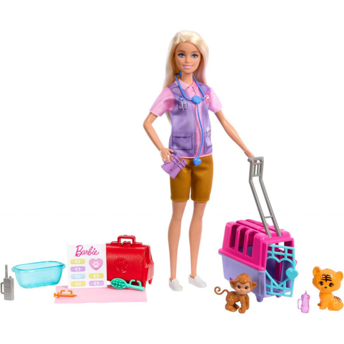 Barbie Animal Rescue & Recovery Playset With Blonde Doll, 2 Animal Figures & Accessories-Dolls-Barbie-Toycra