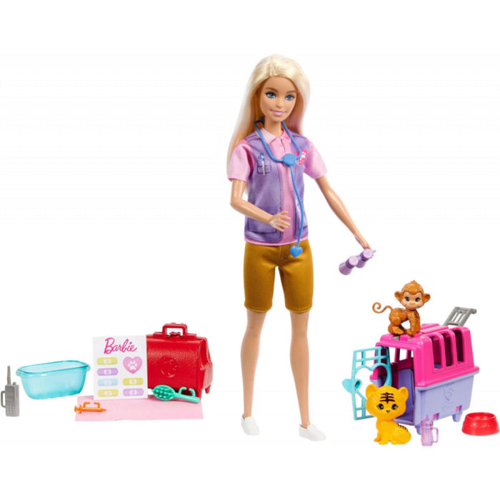 Barbie Animal Rescue & Recovery Playset With Blonde Doll, 2 Animal Figures & Accessories-Dolls-Barbie-Toycra