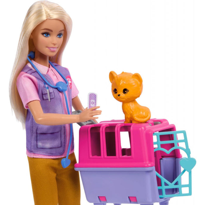 Barbie Animal Rescue & Recovery Playset With Blonde Doll, 2 Animal Figures & Accessories-Dolls-Barbie-Toycra