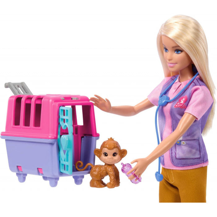 Barbie Animal Rescue & Recovery Playset With Blonde Doll, 2 Animal Figures & Accessories-Dolls-Barbie-Toycra