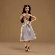Barbie Basics Model 06 With Brunette Hair In Shimmery Golden Skirt & Halter Collectible Doll