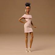Barbie Basics Model 08 With Brunette Hair In Tan Dress & Strappy Heels Collectible Doll