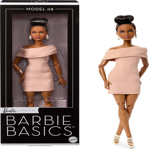 Barbie Basics Model 08 With Brunette Hair In Tan Dress & Strappy Heels Collectible Doll