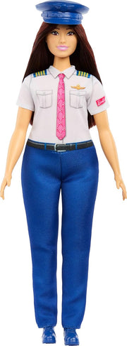 Barbie Careers Pilot Fashion Doll Wearing Removable Look with Flight Uniform