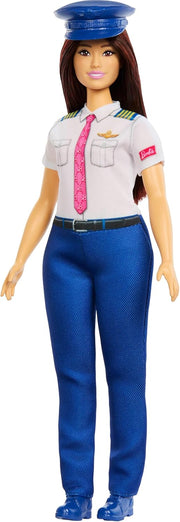 Barbie Careers Pilot Fashion Doll Wearing Removable Look with Flight Uniform