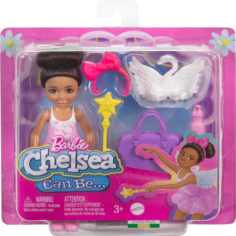 Barbie Chelsea Ballerina Doll & Accessories Set, Career-Themed Brunette Small Doll