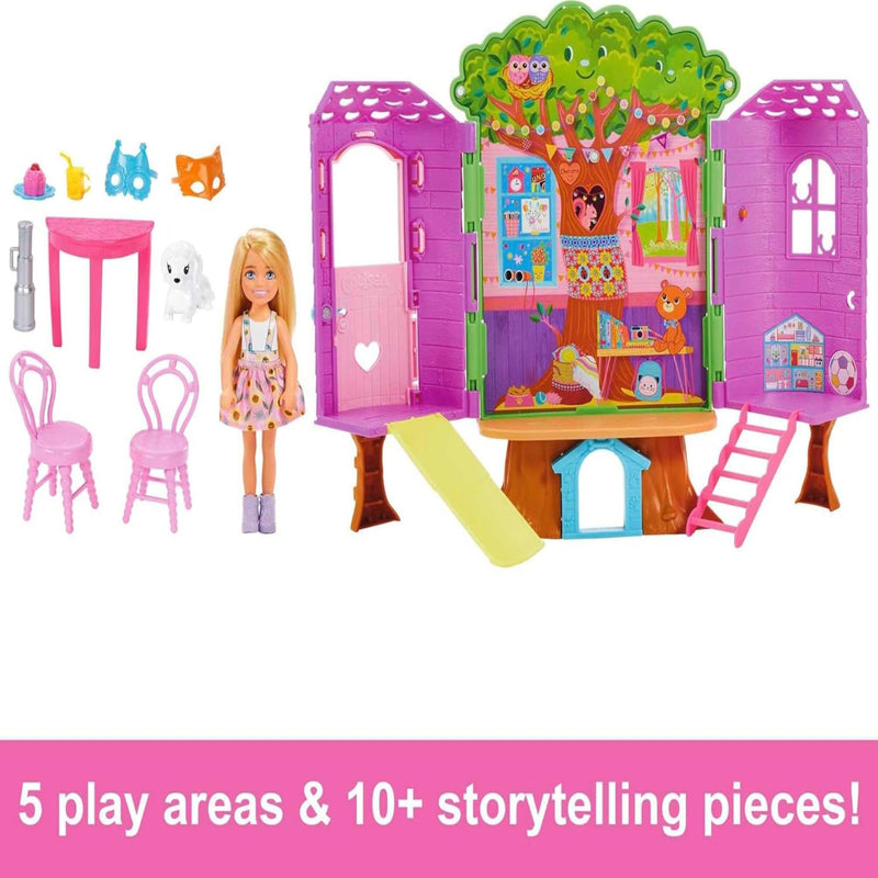 Barbie Chelsea Barbie Doll And Treehouse Playset With Pet Puppy