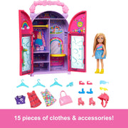 Barbie Chelsea Doll & Closet Toy Playset with 15 Pieces Clothes & Accessories