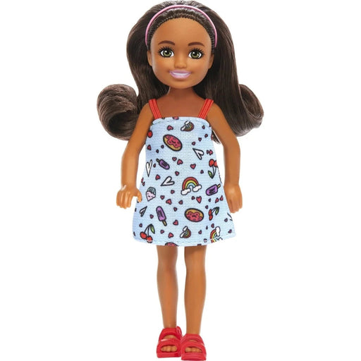 Barbie Chelsea Doll, Small Doll Wearing Removable Blue Dress With Brown Hair & Green Eyes
