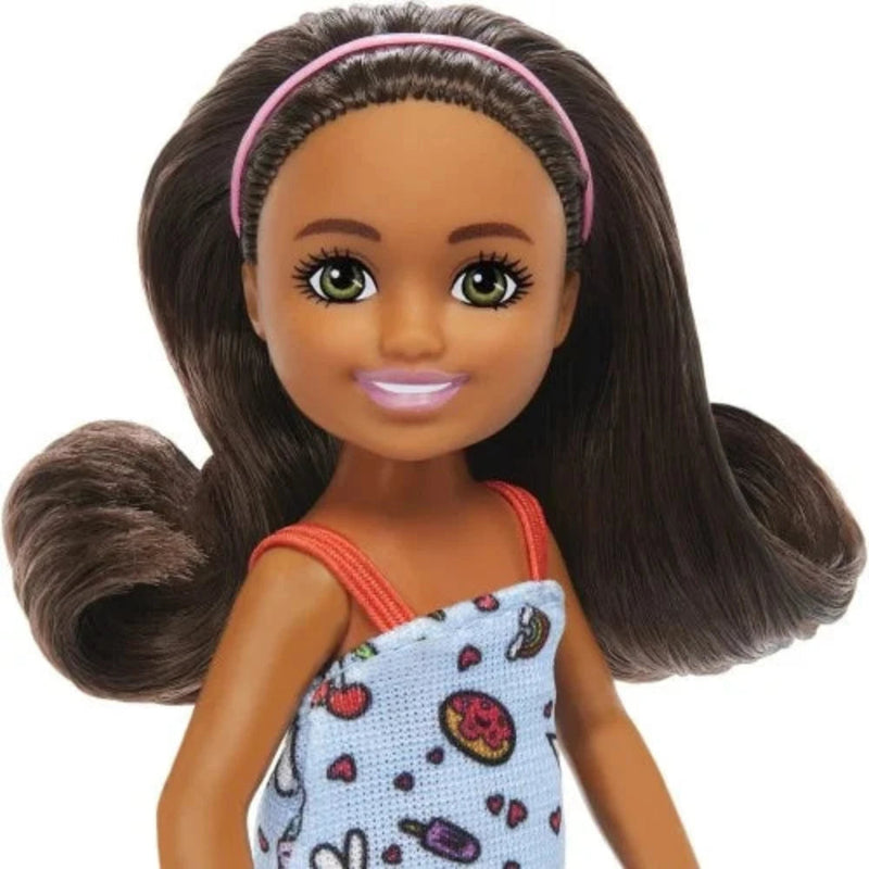 Barbie Chelsea Doll, Small Doll Wearing Removable Blue Dress With Brown Hair & Green Eyes