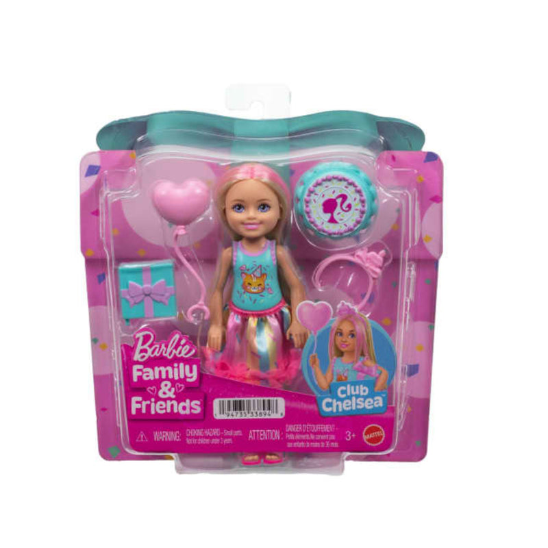 Barbie Club Chelsea Birthday-Themed Small Doll With Pink-Streaked Blonde Hair & Party Accessories