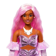 Barbie Deluxe Style Doll #1 in Glossy Pink Barbiecore Dress With Velvet Gloves, Pink Hair