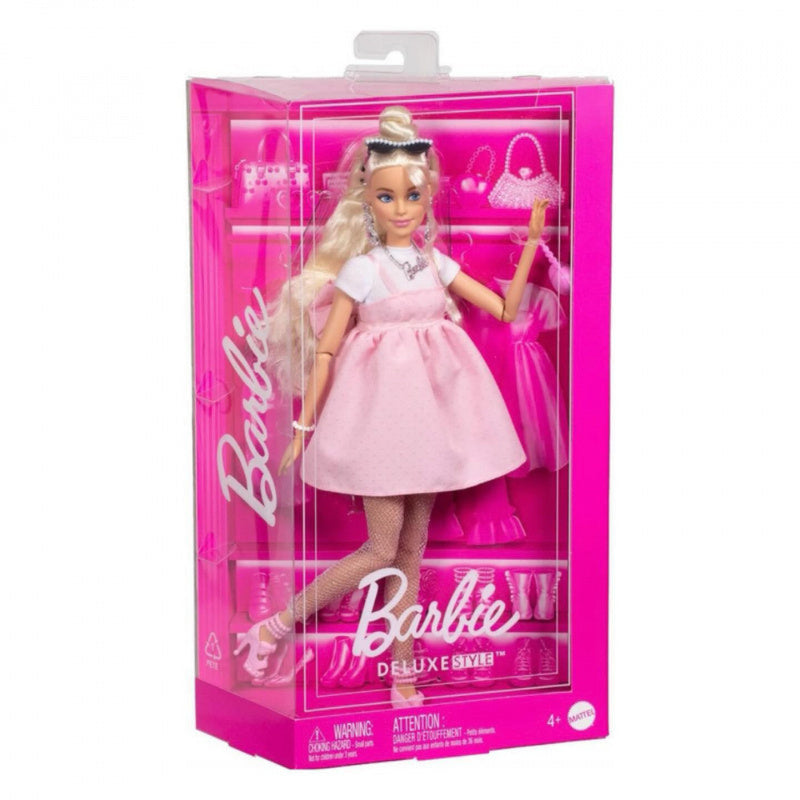 Barbie Deluxe Style Doll #3 in Pastel Pink Barbiecore Dress With Oversized Bow, Blond Hair