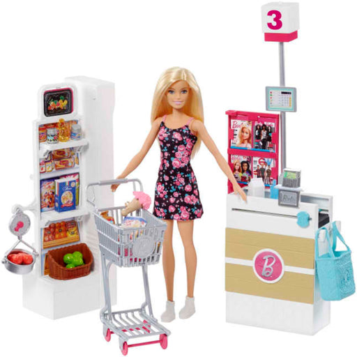 Barbie Doll And Supermarket Playset With 25 Grocery Store And Food-Themed Accessories-Dolls-Barbie-Toycra