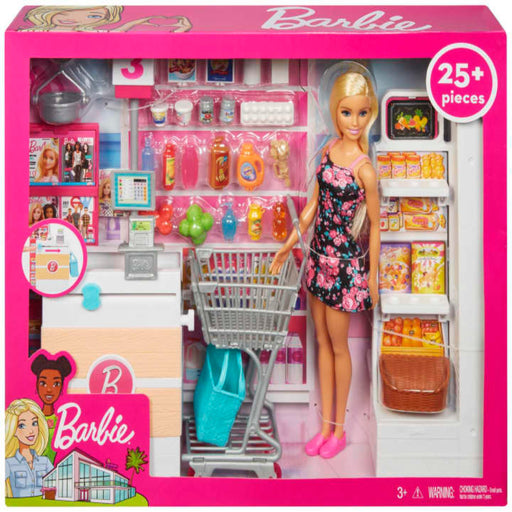 Barbie Doll And Supermarket Playset With 25 Grocery Store And Food-Themed Accessories-Dolls-Barbie-Toycra