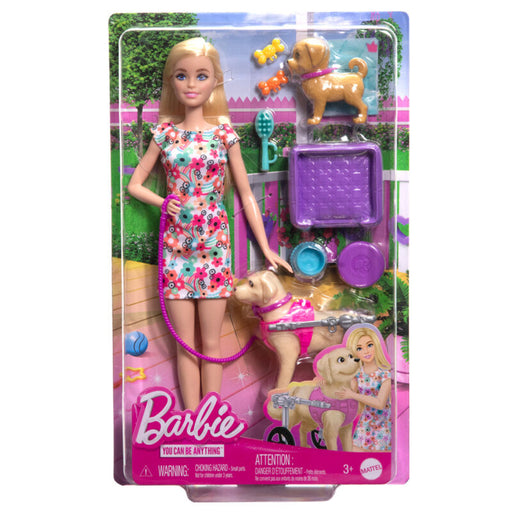 Barbie Doll With A Toy Pup And Dog in A Wheelchair, Plus Pet Accessories